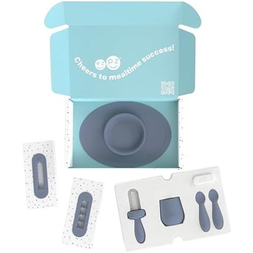 ezpz Kit 2: Learn to Eat and Drink (Indigo) - Start Solids + Baby-Led Weaning