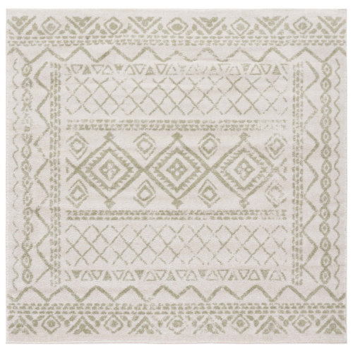 Lorenco Southwestern Machine Made Power Loom Polypropylene Area Rug in Ivory/Sage