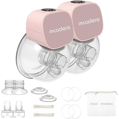 M5 Electric Breast Pump,4 Mode & 12 Levels,LED Display, Wearable Hands-Free Breast Pump,Portable Breast Pump (Pink M5 2PCS)