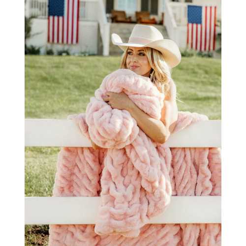 Hugs Pink Barn Plush Blanket