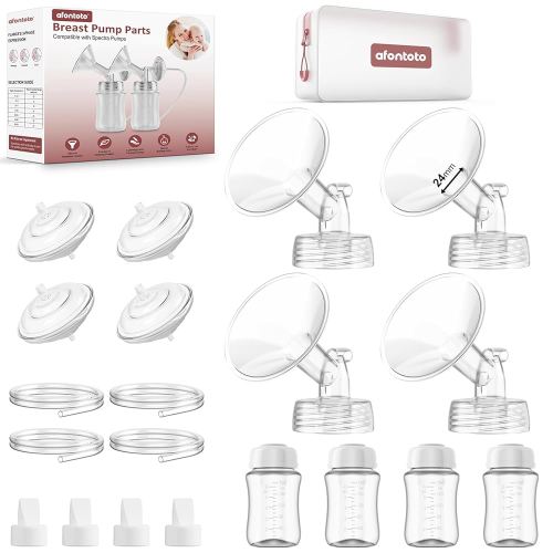 Pump Parts Compatible with Spectra S1/S2/9 Plus Breastpump, 4 Set Replacement Parts for Spectra Include 24mm Flange,Duckbill Valve,Backflow Protector,Tube,Bottle, Not Original Spectra S2 Accessories