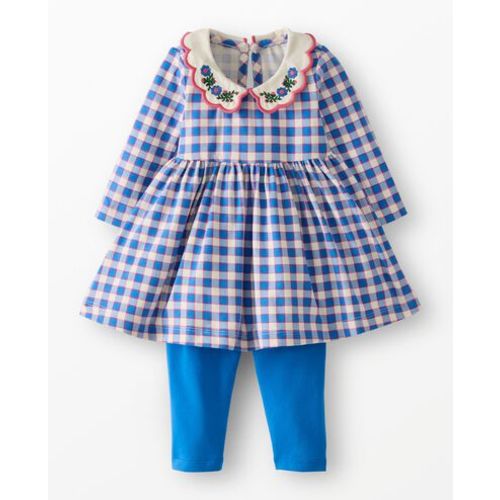 Baby Long Sleeve Collared Skater Dress & Leggings Set