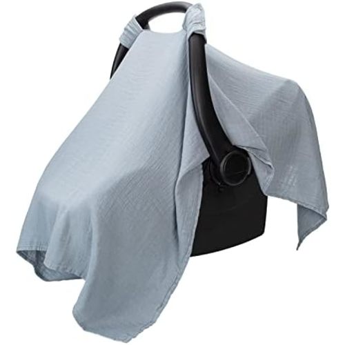 Comfy Cubs Baby Car Seat Cover - Muslin Cotton Baby Seat Cover Pacific Blue