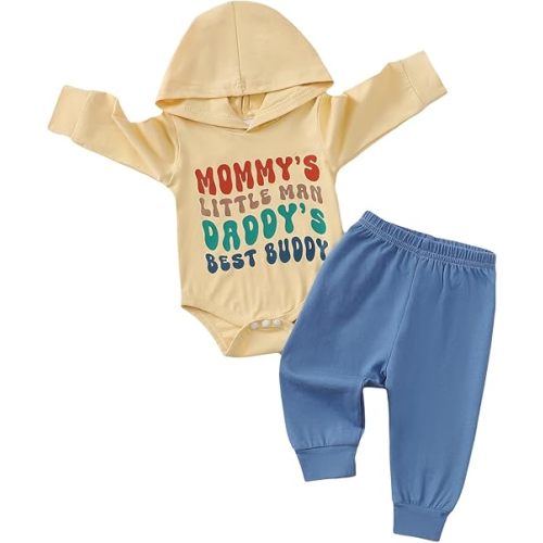 Baby Boy Clothes Newborn Boy Outfits Infant Letter Print Long Sleeve Romper Hoodies Pants Fall Winter Outfits
