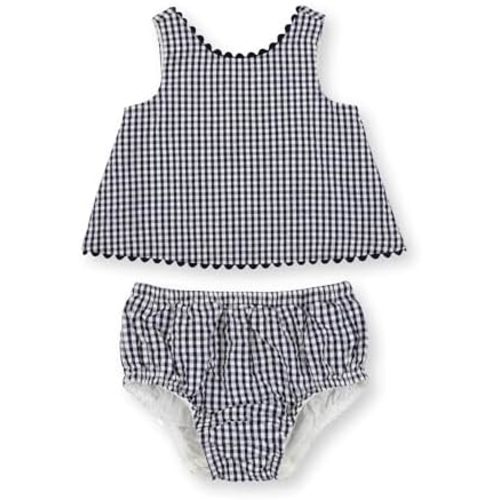 Hope & Henry Layette Baby Girl Woven Swing Top and Ruffle Bloomer 2-Piece Set