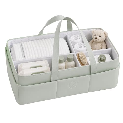 Koala Babycare Baby Diaper Caddy Organizer - Large Portable Nursery Storage Baby Basket with Handles for Newborn Essentials, Diapers, Wipes - Changing Table Caddy Organizer for Boy & Girl