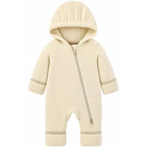 JiAmy Newborn Baby Fleece Hooded Romper Boys Girls 0-24M, Winter Snowsuit