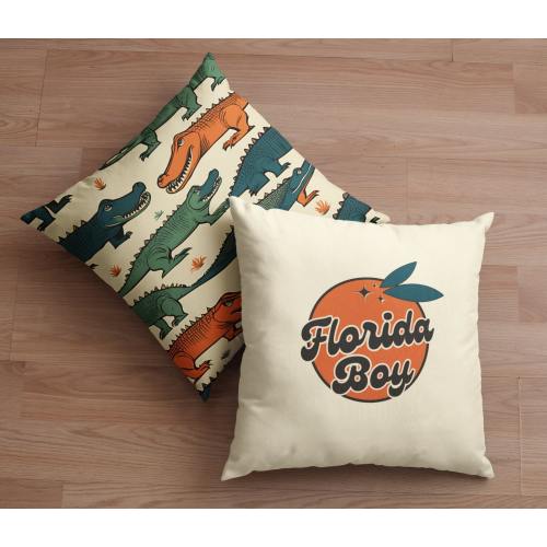 Retro vintage style Florida Alligator pillow for baby nursery or boys room, unique baby shower gift idea for FL alumni, cool bedroom decor