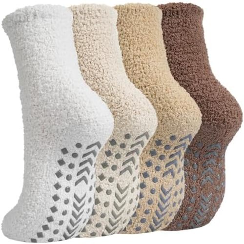 Non Slip Socks for Women Gifts,Winter Warm Fuzzy Slippers With Grips Cozy Fluffy Hospital Sleep Sock