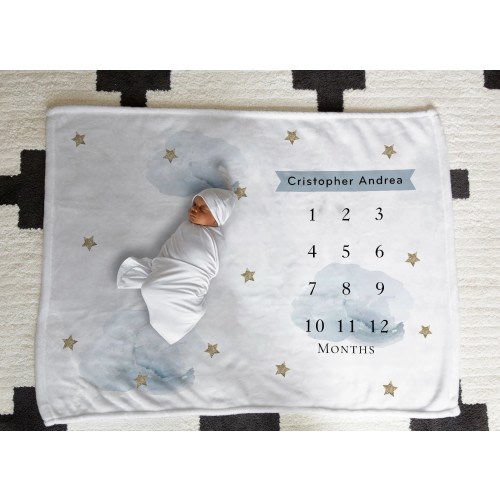 Baby Monthly Milestone Blanket for Baby , Monthly Blanket for Baby , Baby  Blanket for Newborn , First 12 Months Baby Milestone Blanket