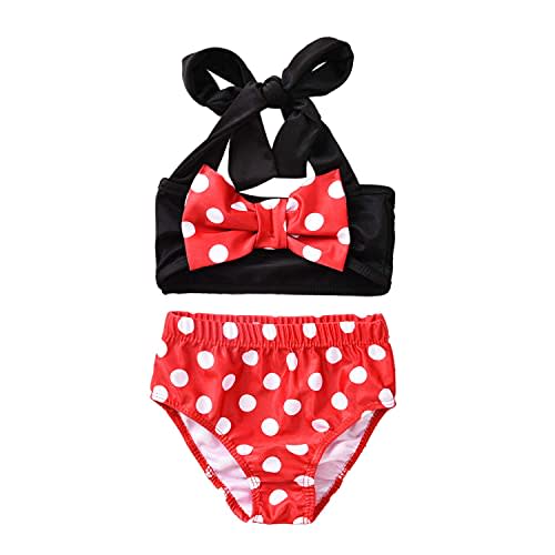 Aalizzwell Baby Girl Bathing Suit, Toddler Girls Two Piece Swimsuit Halter Top Bikini Bottoms Swimming Suit