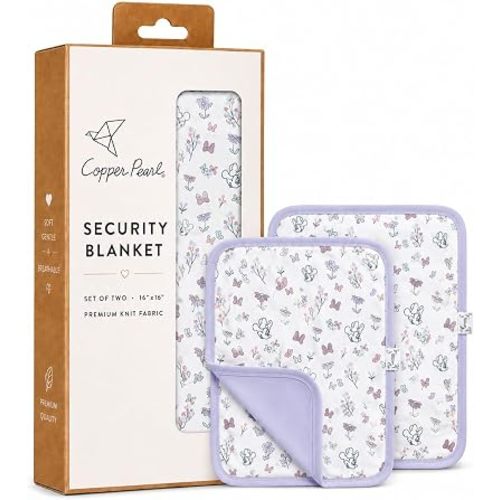 Copper Pearl Baby Security Blanket Set of 2 - Portable Size for Self-Soothing On-The-Go, Ideal Baby Blankets for Boys and Girls, Ultra-Soft, and Gift-Ready Loveys - Minnie Mouse's Bowquet
