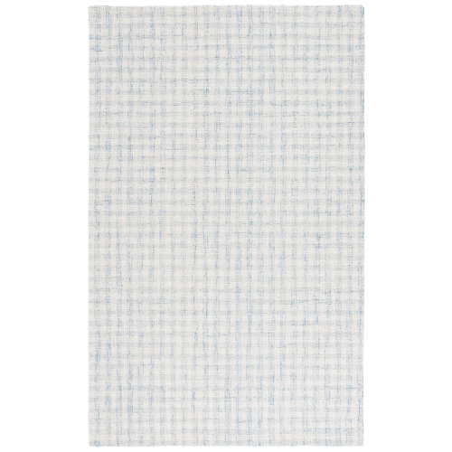 Gracie Oaks Antine Ebony Hand Tufted Wool/Cotton Checkered Rug in Blue/Ivory & Reviews | Wayfair