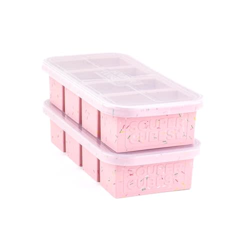 Souper Cubes 1 Cup Silicone Freezer Trays with Lids, Cotton Candy, 2-Pack | 100% Platinum-Cured Silicone Freezer Cubes, Oven and Microwave Safe, Perfect for Freezing Soup, Protein, Grains and More