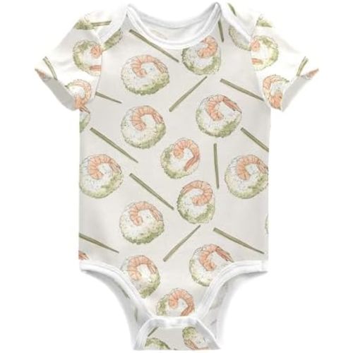 vvfelixl Baby Girls' Bodysuits Shrimp Balls Short Sleeve Cotton Baby Boy Clothes for 0-3 Months