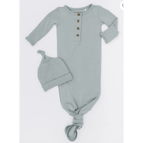 Eucalyptus Knotted Gown & Beanie Set