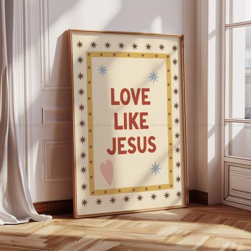 Love Like Jesus Wall Art Christian Kids Room Decor Nursery Bible Quote Print Faith Based Children Wall Art Modern Christian Playroom Decor