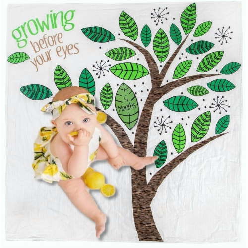 Little Grape Land Milestone Blanket for Baby Boys Girls, Cotton Muslin 47"x47" Soft Newborn Photo Prop & Keepsake, Gender Neutral Baby Shower Gifts, Leaf