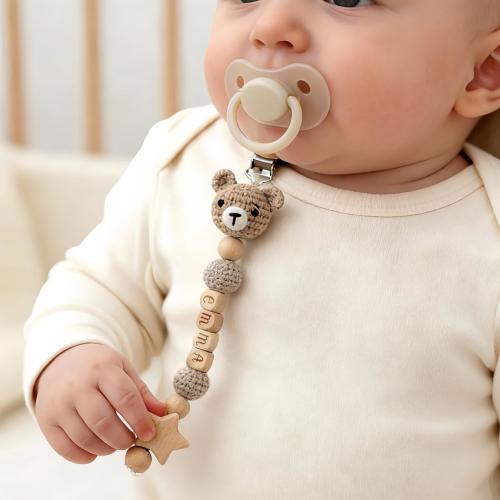 Crochet Pacifier Clip, Personalized Baby Dummy Chain, Newborn Gift, Baby Pacifier Holder, Baby Shower Gift