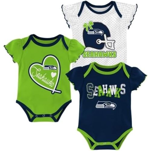 Seattle Seahawks Baby Short Sleeve Bodysuit 3-Pack (0-18M)