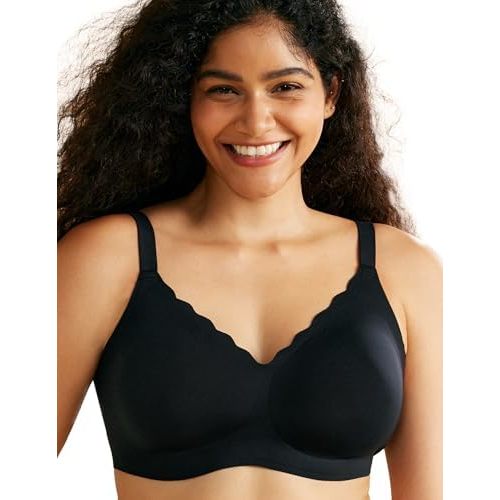 Momcozy Wireless Seamless Bras for Women, Ultra-Comfort Everyday T-Shirt Bras, Breathable Maternity Bras with Scallop Edges