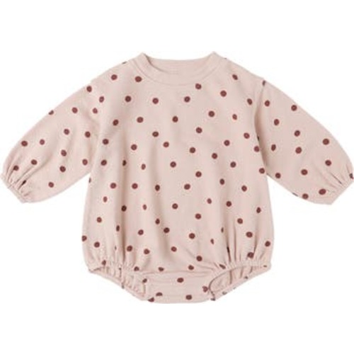 Spongey Polka Dot Stretch Cotton Knit Romper, 3-6M