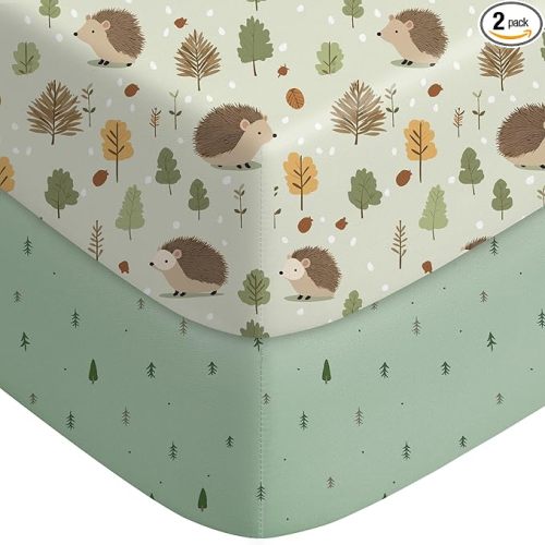 Baby Crib Sheets for Boys Girls Neutral, 2 Pack Crib Mattress Sheet for Standard Crib and Toddler Mattress, Super Soft Breathable Fitted Crib Sheet, 52" x 28"