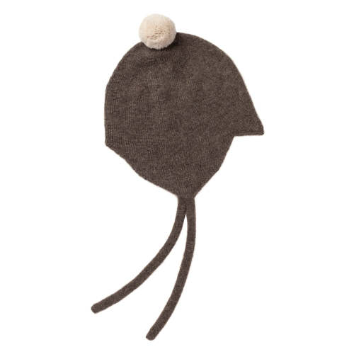 Cashmere Baby Bonnet, Pepperpot with Hessian Pom – Rosie Sugden