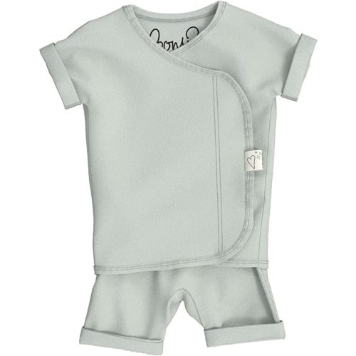 3-6M Bonsie Skin to Skin Babywear Romper - Green Baby Footed Romper - Avocado