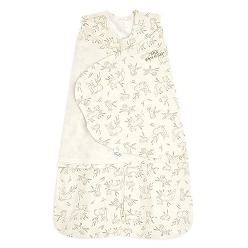 HALO 100% Cotton Sleepsack Swaddle, 3-Way Adjustable Wearable Blanket, TOG 1.5, Lullaby Forest, Newborn, 0-3 Months