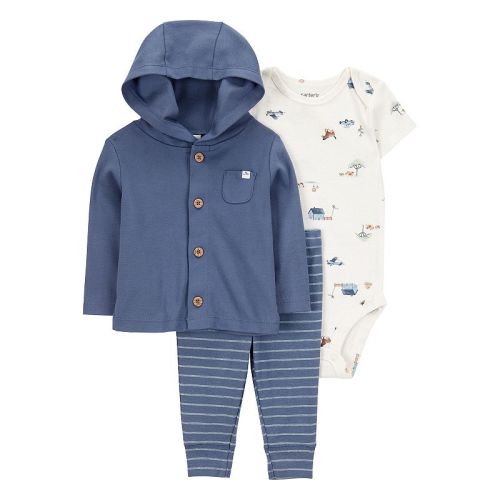 Baby Boys Carter's 3-pc. Barn Print Cardigan, Bodysuit & Pant Set