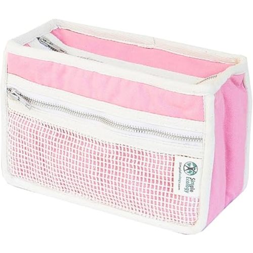 Simple Ecology Organic Cotton Canvas Padded Toiletry, Cosmetic, Travel Bag - Pink
