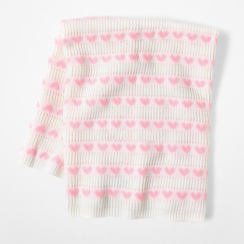 Knit Hearts Baby Blanket (Pink)