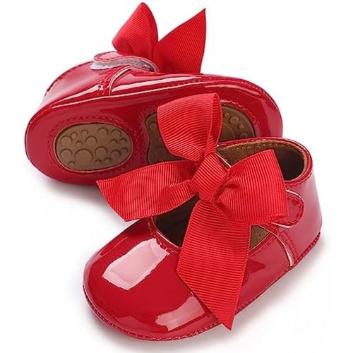 Baby Girls Shoes Mary Jane Flats Shoes Anti-Slip Soft Rubber Sole Toddler First Walkers Princess Dress Shoes