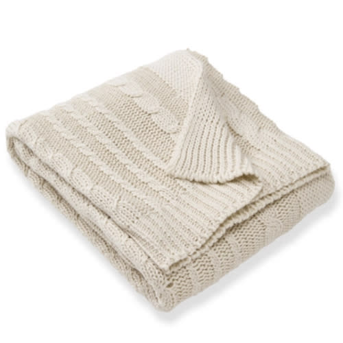 Organic Cotton Cable Knit Baby Blanket Oat