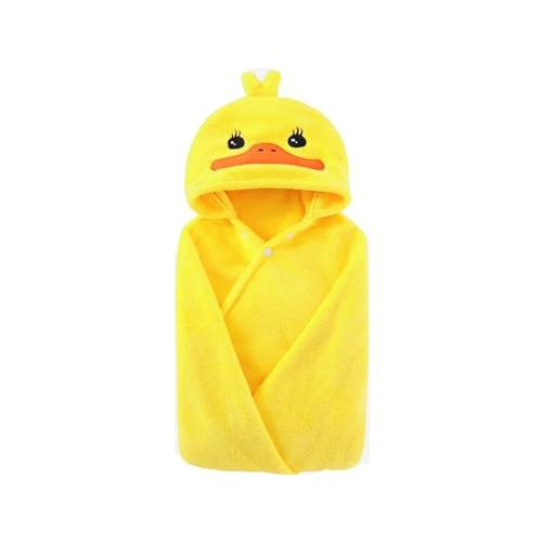 IFaryMes Toddler Bath Towel Baby Towels with Hood 27.5"X55" Ultra Absorbent Soft Bathrobe Blanket Kids Shower Towel for Girls and Boys(Bright Yellow Duck)