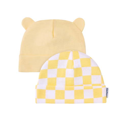 Gerber Baby Boy or Girl Neutral Cotton Caps, 2-Pack, Sizes Newborn - 0/6 Months