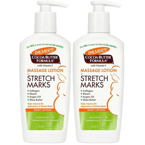 Palmer's Cocoa Butter Formula Massage Lotion for Stretch Marks, Pregnancy Skin Care, Belly Cream with Collagen, Elastin, Argan Oil and Shea Butter, 8.5 Ounces (Pack of 2)