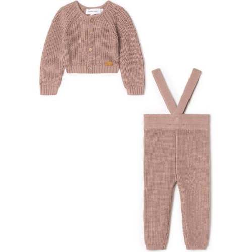 Overall Rib Knit Set Dark Mauve 9mo