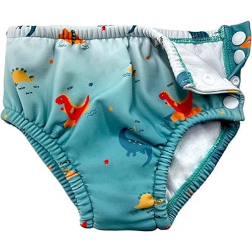 weVSwe Baby Boy Girls Swim Diaper Newborn Reusable Swimming Diaper UV Protection Adjustable Green Dinosaurs 6-12 Months