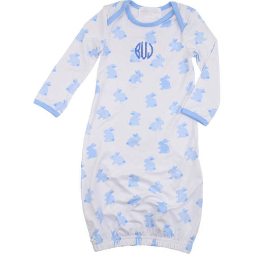 Blue Bamboo Knit Bunny Baby Gown