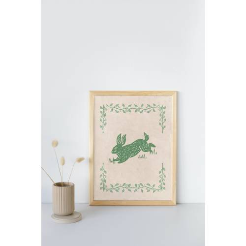 Vintage Nursery Art | Rabbit Digital Download Art Print | Cottage Core Nursery Art | Botanical Children's Art, Flowers, Cottagecore, Boho