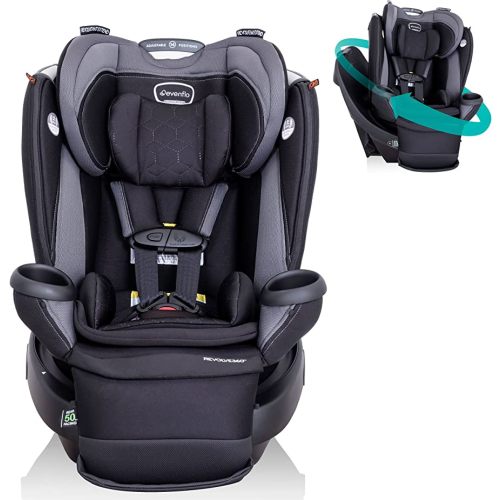 Evenflo Revolve360 Extend Convertible Car Seat with 360 Degree Rotation, Extended Rear-Facing, Forward-Facing, Booster Mode, and Secure Latch Install, Revere Gray