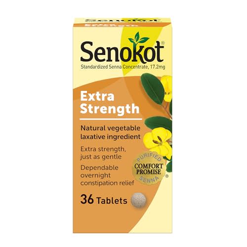 Senokot Extra Strength Natural Vegetable Laxative for Gentle Overnight Relief Occasional Constipation, 36 Count