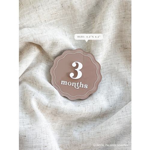 Acrylic Scallop Monthly Milestone Cards in Lace