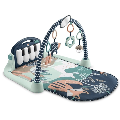 Fisher-Price Baby Playmat Kick & Play Piano Gym with Musical and Sensory Toys for Newborn to Toddler, Navy Fawn