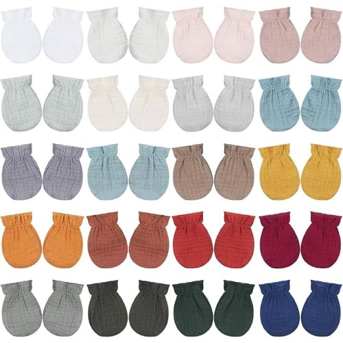 Chicingyou Muslin Baby Mittens for Newborn 100% Cotton No Scratch Soft Breathable Infant Gloves for Boys Girls 0-6 Month