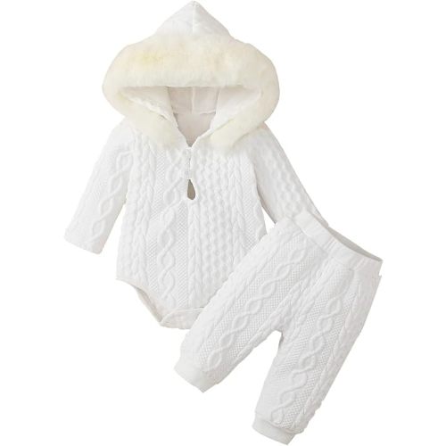 Baby Clothing Sets Girls Hooded Long Sleeve Romper and Pants Outfit