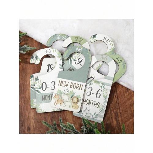 8Pcs/Set Baby Closet Size Dividers, Single-Sided Printing,Animals Hanging Wooden Baby Closet Organizer Newborn To 24 Months Thicken Baby Wardrobe Organizer , Infant Baby Clothes Wardrobe Hanger Organizer,Baby Shower Gift | SHEIN USA