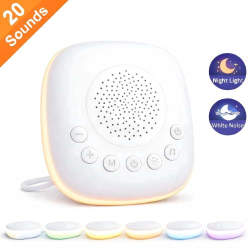 KING BOWOLF White Noise Machine Portable, 20 Soothing Sounds with Night Light, Sleep Sound Machine for Baby and Adults, Travel and Home Use